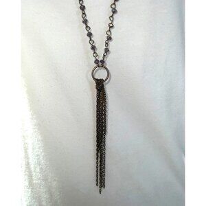 Fire Purple Bead Necklace -- 34"